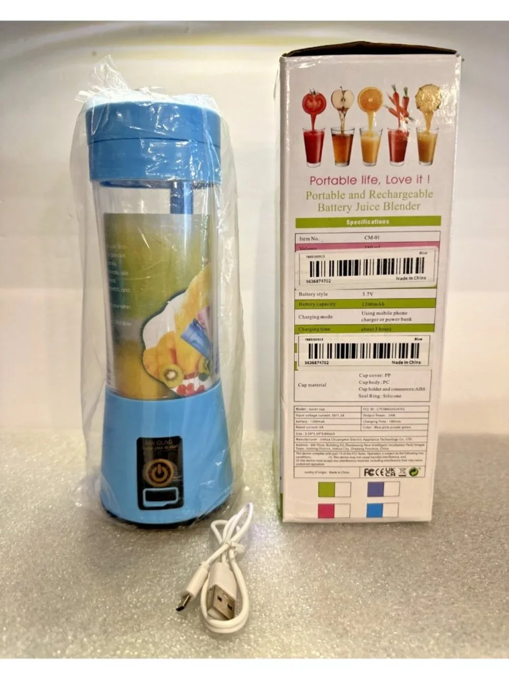Portable Rechargeable Personal Blender 380ml Juice Smoothie USB Blue New In Box